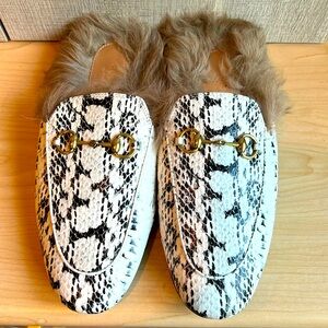 Authentic Gucci Princetown snake embossed leather mules size 38 well loved